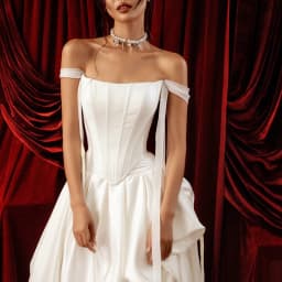 Eightree White A-Line Wedding Dresses Off The Shoulder Ruffled Satin Bridal Dress Princess Wedding Ball Prom Gowns Customized