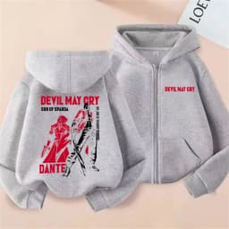 Anime Devil May Cry Son of Sparda Dante Zipper Hoodie Men Women Cartoon Manga Zip Up Jacket Coat Unisex Vintage Casual Hoodies