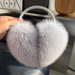 2027 New Winter Natural Real Fox Fur Earmuffs Plush Warm Decorate Women Cute Solid Ear Warmer Headphones Neck Warm Bib Scarf