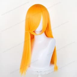 60cm Long Straight Cosplay Synthetic Wig With Bangs Golden Yellow Green Blonde Purple Heat Resistant Hair Anime Wigs + Wig Cap
