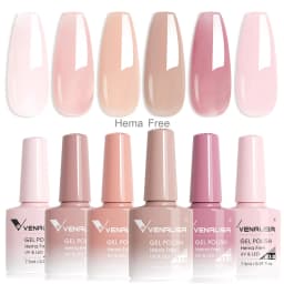 Rose Rubber Base Venalisa Nail Gel Polish 6pcs/Kit HEMA FREE Jelly Pink Color Self Leveling Gel Long Wear Nail Manicure Set