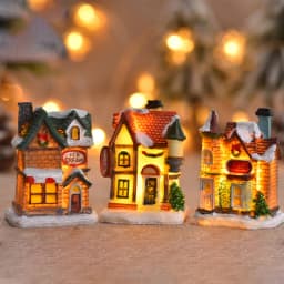 AlliLit Christmas Decoration 2026 New Year Night Light LED Snow House Sculpture Home Resin Crafts Xmas Ornaments Gift