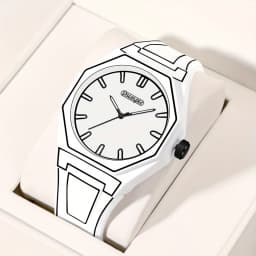 Preppy Style Quartz Wrist Watch - Round Dial, Electronic Drive, Silicone Strap, Unisex, Holiday Gifts(Gift box does not include)