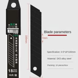 10pcs 18mm Utility Knife Blade Multifunctional Spare Blade SK5 Alloy Steel Cutter Black Edge Sharp Wallpaper Cutting Large Blade
