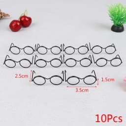 10Pcs Fashion Mini Round Frame Lensless Retro Cool Doll Glasses For Doll 30cm Decor