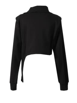 [EAM] Loose Fit Black Zipper Irregular Sweatshirt New Turtleneck Long Sleeve Women Big Size Fashion Spring Autumn 2026 1DE3327