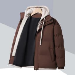 Winter Men Windproof Parkas Fake Two Piece Thick Cold Resistant Cotton Coat Fashion Korean Simple Design Trendy Versatile Jacket