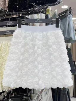 Solid Color Three-dimensional Rose Blossoms Short Skirts Women 2025 Sweet High Waist Elegant Skirt