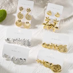 3 Pairs Gold Color Starfish Shell Stud Earrings Set for Women Fashion CCB Lightweight Star Earrings Boho Jewelry Accessories