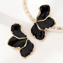 2PCSFashion Delicate Gold Plated Lrregular Back Earrings Heavy Design High Quality Cream Flower Earrings, The Best Family Gift F