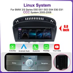 AUTOTOP 8.8" Wireless Carplay Android Auto Car Radio For BMW 3/5 Series E60 E61 E63 E90 E91 CIC CCC Linux Touch Screen YouTobe