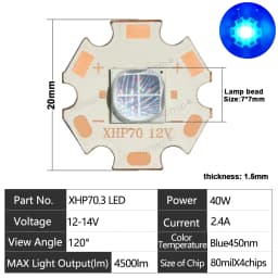 XHP70.3 LED Chip High Power Lamp Ceramic Beads7070 40W DC3V 6V 12V Cold Warm White XHP70.2 XHP50.2 Flashlight Head/ Searchlight