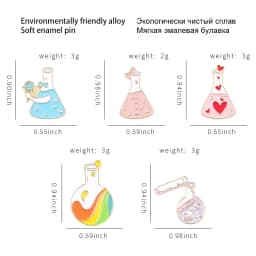 Science Chemistry Beaker Element Brooch Enamel Pin Molecular DNA Structure Equation Brooch Lapel Badge Cartoon Jewelry Accessory