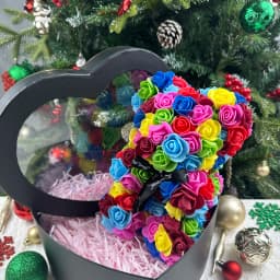 25cm Artificial Rose Teddy Bear with Gift Box, Romantic Valentine's Day Gift for Women, Ideal for Anniversary & Wedding