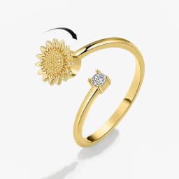 SMJEL Flower Shiny Rhinestone Rotatable Fidget Spinner Ring for Women Anti Anxiety Butterfly Animal Design Anti Stress Accessory