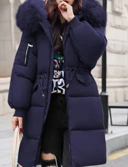 Korean Fashion Winter Solid Color Long-sleeved Down Cotton Jacket Women Bread Fur Collar 2026 New Korean Version Thickened Coat
