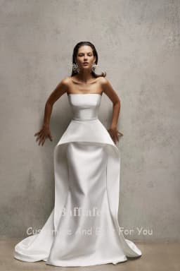 Bafftafe Customized Soft Satin Wedding Dresses Mermaid Arabric Long Bridal Gowns Formal Party Bride Wedding Photography Dress