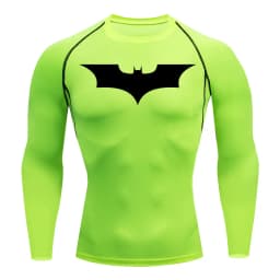 Bat Print Long Sleeve Compression Shirts for Men Gym Workout Running Tees Athletic Quick Dry Tshirts Tops Rash Guard Baselayers