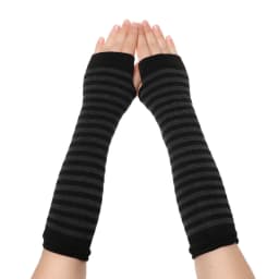 1 Pair Striped Soft Mitten Knitted Elbow Gloves Long Glove Fingerless Cotton Classic Wristband Arm Cover Sleeve For Women Girls