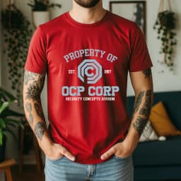 2026 Summer 100% Cotton OCP CORP Graphic Oversized Tee OCP CORP 1987 RoboCop Sci-Fi Retro Themed Short Sleeve