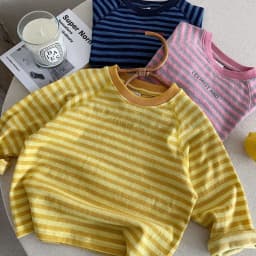 BELLBELL Kids Boys Long Sleeves Autumn Letter Printed Infant Babys Boys Striped T-shirts Casual Toddler Little Boy Pullovers Top