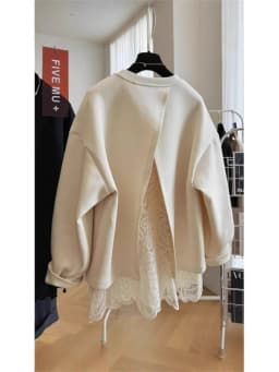 New Style Lace Splicing Fake Two-piece Pullover O Neck Sweatshirt For Women Spring Autumn Loose Top Fashion Casual Solid Hoodie