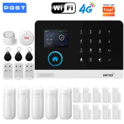 Smart Home GSM Alarm System 4G Wifi System for House Security Wireless with Door Sensor Work with Smart Life APP for Alexa