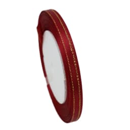 (25 Yards/roll) 6mm Gold Edged Single Face Satin Ribbon Wholesale Gift Packing Christmas Decoration Manual DIY Ribbons Fabric