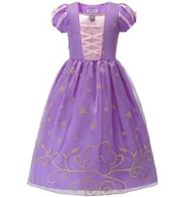 Muababy Rapunzel Tangled Princess Evening Gown Set for Girls Halloween Birthday Christmas Party Cosplay Costume Kids 2-10Y
