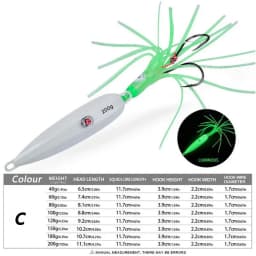 1PC Slow Pitch Jigging Lure Dual Hook Glow-in-the-Dark Slow Jig Fishing Bait 60g-180g 200g For Offshore Saltwater Boat Fishing