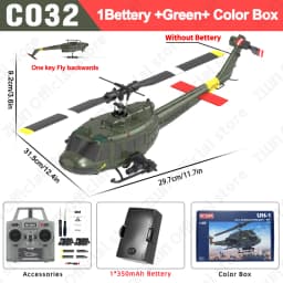 C032 RC Helicopter 2.4G 6-Aixs Gyroscope 6CH Altitude Hold Optical Flow Brushless Remote Control Helicopter Toys