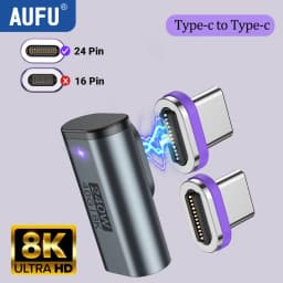 AUFU USB4.0 Magnetic Adapter 24Pin 240W USB C To Type C 40Gbp Fast charge USB C Female Converter 8K USB OTG Adapter Thunderbolt3