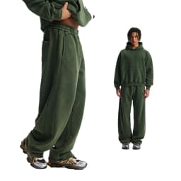 Custom LOGO men's new short BOXY version 370G heavy fleece worn old hooded sweater scimitar wide leg trousers couple suit
