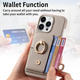 Leather Ring Support Phone Case for IPhone 17 Air 16E 18 16 15 14 13 12 11 Pro Max Plus Wallet with Card Holder Shockproof Cover