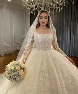 Customized Luxury Wedding Dresses Ball Gown Long Sleeves Charming Beading Lace Elegant Vestido De Noiva Plus Size