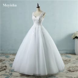 Customized ZJ9076 Ball Gown Spaghetti Straps White Ivory Tulle Pearls Bridal Dress For Wedding Dresses 2026 Marriage