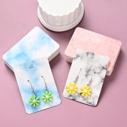 200pcs Earring Display Card Set Marble Design Paper Card Tags with Transparent OPP Bag Suitable for Earrings Jewelry Storage