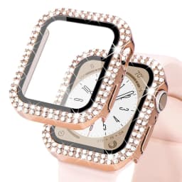Diamond Bling Cover For Apple watch Case 45mm 41mm 38mm 42mm 44mm 40mm HD Tempered Glass+Bumper Screen Protector Accessories