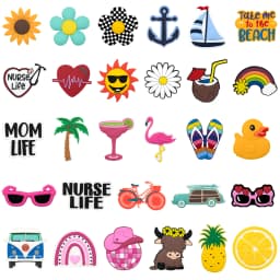 1pcs Cute Duck Flamingo Charms For Beach Bag Accessories Sun Rainbow Coconut Pineapple Handbag Decoration Beach Tote Bag