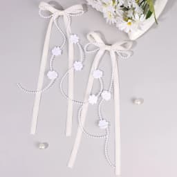2Pcs White Satin Bow Hair Clips With Pearl Chains Elegant Long Ribbon Hairpins Sweet Romantic Hair Accessories For Girls Women