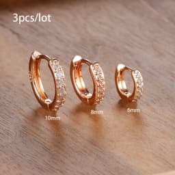 3 PCS/Set Simple Stainless Steel Crystal Small Hoop Earring Women Tiny Gold Color Cartilage Piercing Earring Minimalism Jewelry