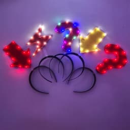 Detachable LED Red Arrow Light Headband Light Up Symbol Shape LED Hair Hoop Concert Hair Accessory Glow Party Decor
