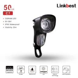 Linkbest-LED Bicycle Headlight, Electric Light, Waterproof, IPX5, 12V-58V, Ebike Lantern, Powerful Light, Front Lamp, 110 Lux
