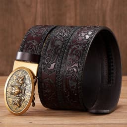 Wolf Designer Belt for Men Retro Automatic Buckle Arts and Crafts Belt Men Genuine Cow Leather Waist Band Honorable Strap