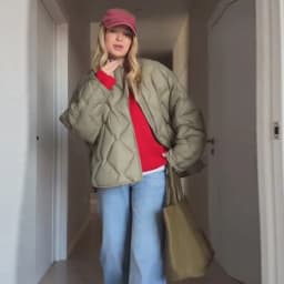 Solid Lightweight Quilted Warm Puffer Jacket Women Chic Crew Neck Zip Up Loose Cotton Padded Coat Winter Lady Daily Outfit 2026