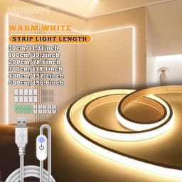 1M/2M/3M/4M/5M 1-Roll Dimmable Cob Neon Light, Low Voltage 5V USB Powered, Touch Sensor Switch, Touch Switch with Adjustable Light Brightness, White Light/Warm Light/Neutral Light, for Space-Themed Decor, Cabinet Tv Ceiling Lighting, Live Streaming Fill Light, Mirror Fill Light, Etc