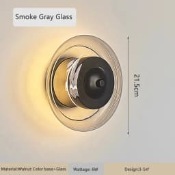 Postmodern Luxury Glass Wall Lamps for Bedroom Bedside Living Room Hotel Hallway Porch Amber Glass Wall Light Walnut Color Wood