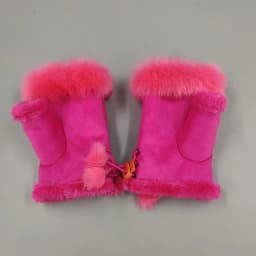 Female Rabbit Hair Wrist Gloves Fingerless Computer Typing Mittens Winter Women Suede Leather Warm Thick Cashmere Gloves G58