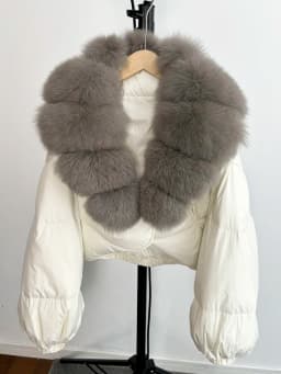 2025 New Winter Real Fox Fur Short Puffer Jackets Women Natural Thick Warm 90% White Duck Down Cropped Loose Waterproof Coat