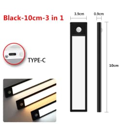 3 in 1 LED Under Cabinet Lights Motion Sensor Night Light Ultrathin Rechargeable Led Lamp Closet Kitchen Cabinet Indoor Lighting